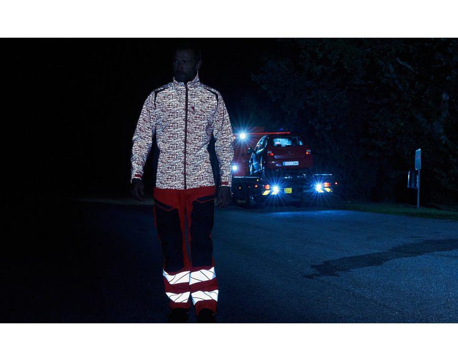 Salopette con tasche porta-ginocchiere ACCELERATE SAFE hi-vis rosso/blu navy scuro