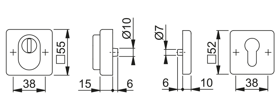 Coppia bocchette di sicurezza per porte d'entrata E52NSB-ZA/52S