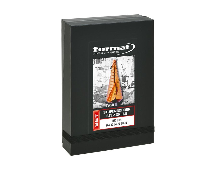 Stufenbohrer-Satz in plastikfreier Verpackung aus nachwachsenden Rohstoffen