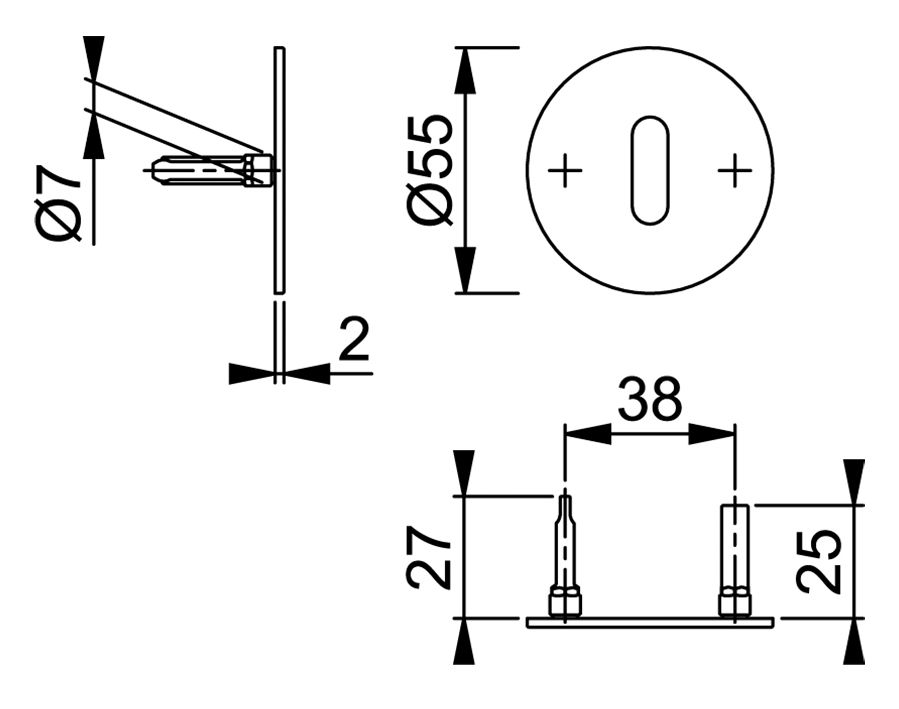 Coppia bocchette piatte Quadro RapidoPlus per porte interne E849NS