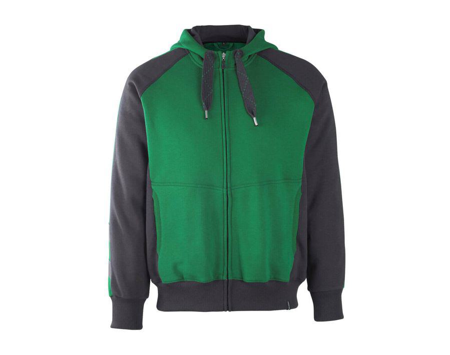 Felpa con cappuccio con chiusura lampo UNIQUE verde/nero