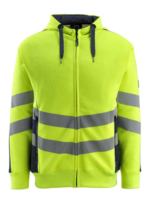 Felpa con cappuccio con chiusura lampo SAFE SUPREME hi-vis giallo/blu navy scuro