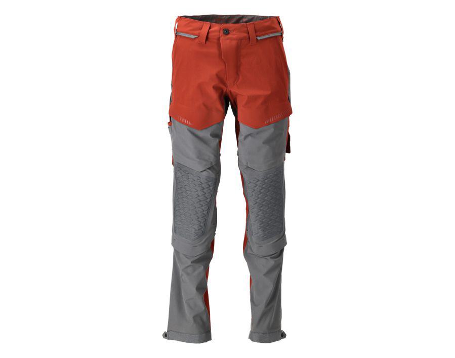 Pantaloni con tasche porta-ginocchiere CUSTOMIZED rosso autunno/grigio pietra