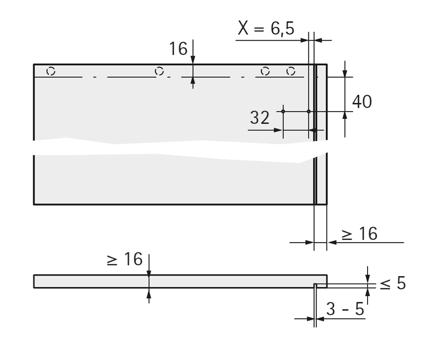 Attaccaglia per pensili SAH 116 per il montaggio nel mobile