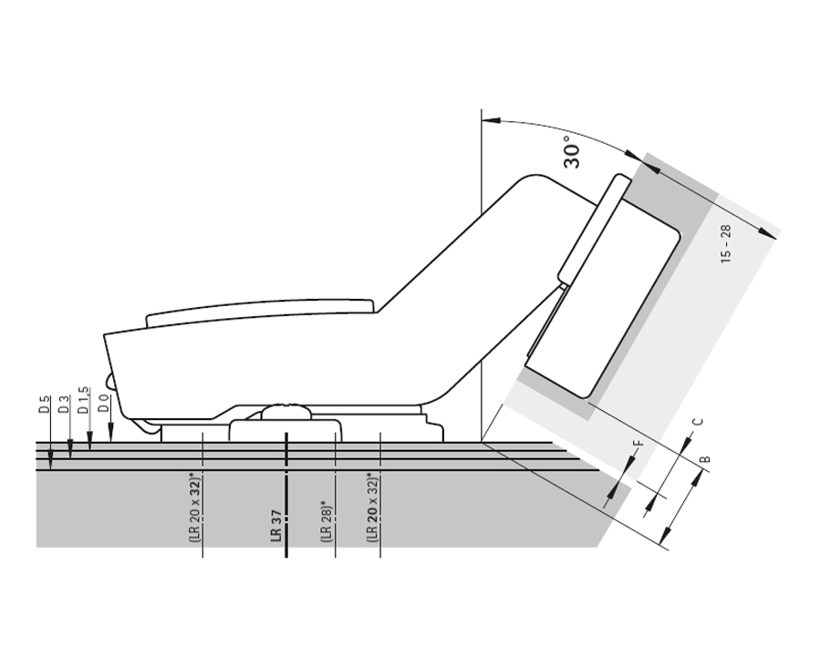 Cerniera a  scodellino per mobili ad angolo Sensys 8639i W30