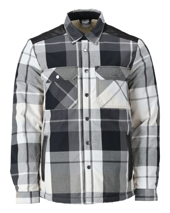 Camicia con fodera in pile CUSTOMIZED a quadri grigio pietra