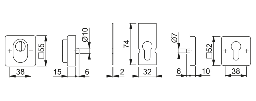 Coppia bocchette di sicurezza per porte d'ingresso E52NSB-ZA/52S ESI (SK2) 