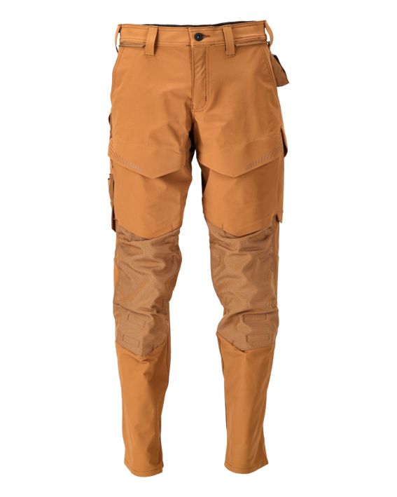 Pantaloni con tasche porta-ginocchiere CUSTOMIZED nocciola