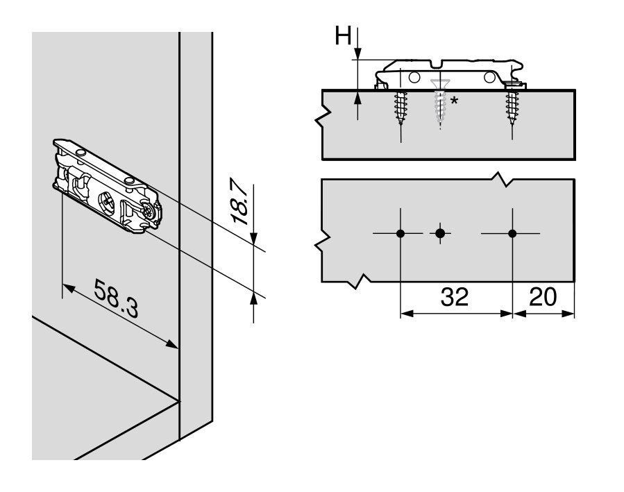 Piastrina di premontaggio con eccentrico diritta CLIP top / CLIP top BLUMOTION 