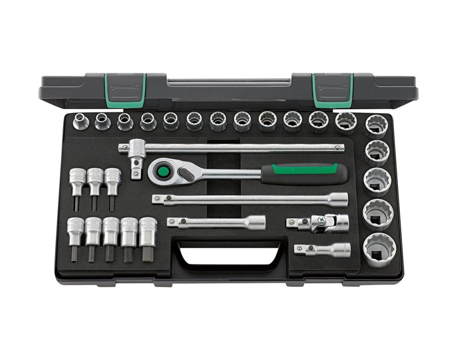 Zwölfkant-Steckschlüssel-Garnitur 1/2", 31-teilig