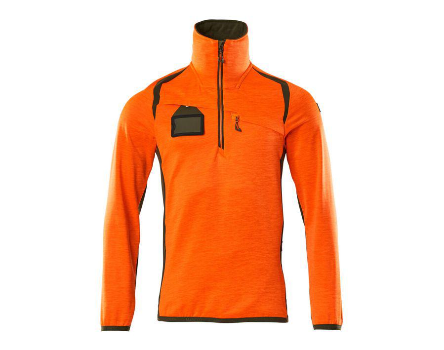 Maglione in pile con mezza cerniera ACCELERATE SAFE hi-vis arancio/verde muschio