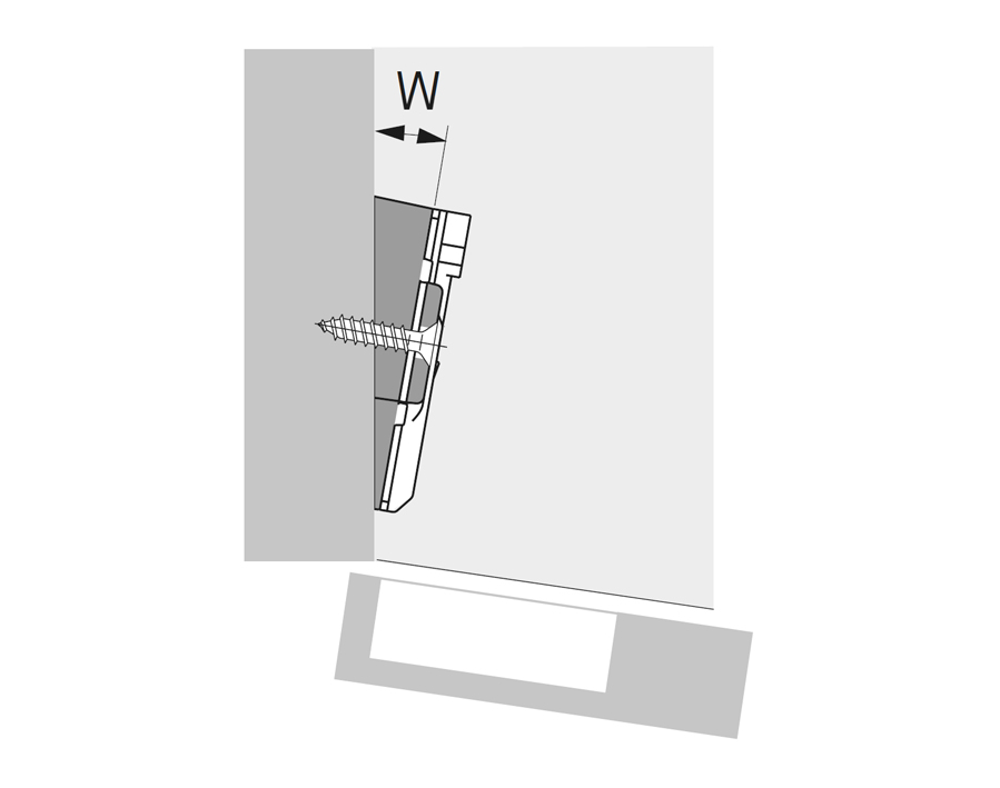Adattatore inclinato per basette a croce System 8099 per cerniere Sensys e Intermat 