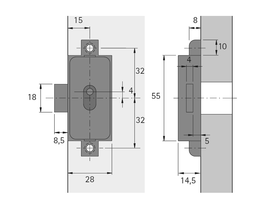 Serratura ad asta rotante con chiusura semplice