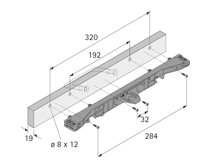 Dispositivo di fissaggio del frontale con perno per cassettini per cancelleria Systema Top 2000