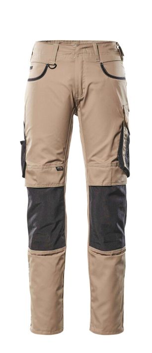 Pantaloni con tasche porta-ginocchiere UNIQUE kakichiaro/nero