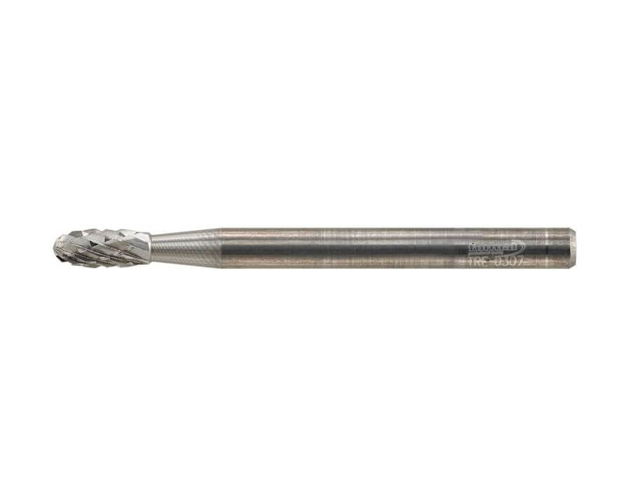 Hartmetall-Kleinfrässtift (Rotorfräser) DIN 8033 – Schaft-Ø 3 mm, Tropfenform TRE, Zahnung C