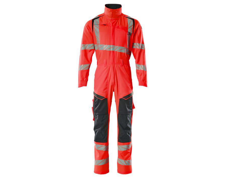 Tuta da lavoro con tasche porta-ginocchiere ACCELERATE SAFE hi-vis rosso/blu navy scuro