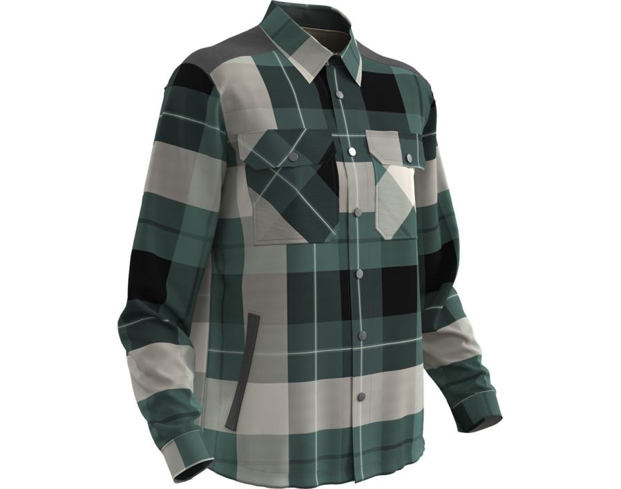 Camicia con fodera in pile CUSTOMIZED a quadri verde foresta