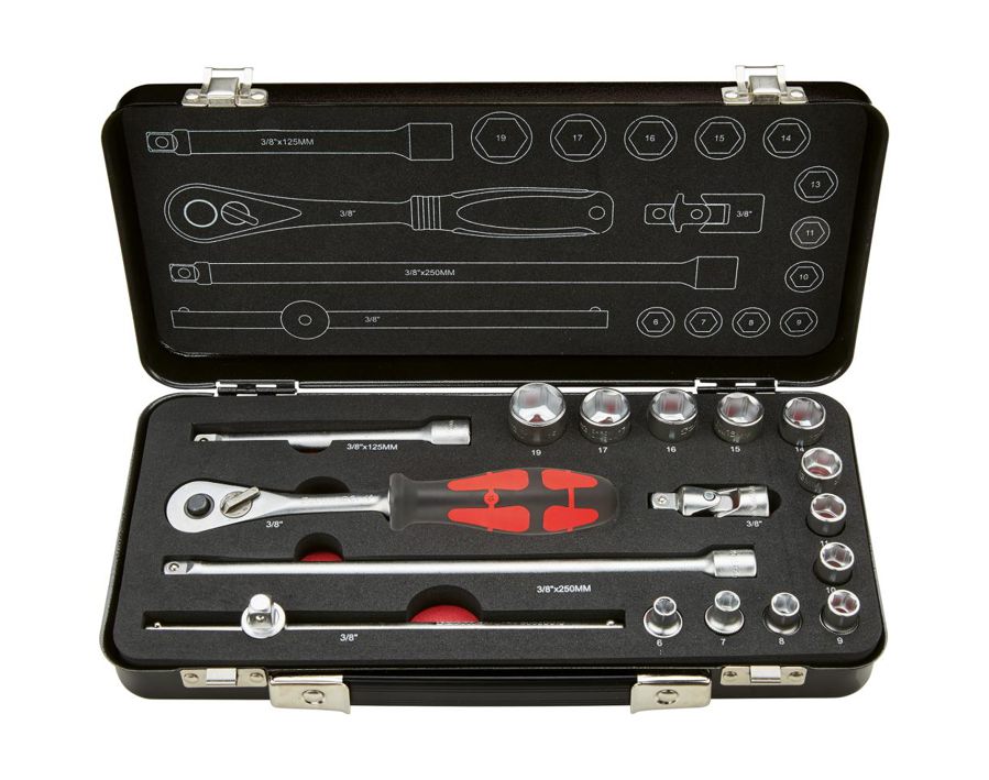 Sechskant-Steckschlüssel-Garnitur 3/8"