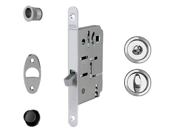 Scivola T kit A (pomolo/bottone) con serratura - rosette tonde 