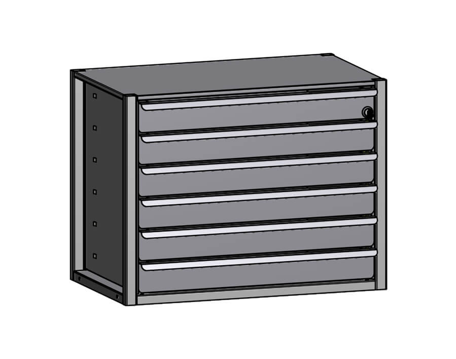Modulo cassetto a 6 scomparti, con serratura