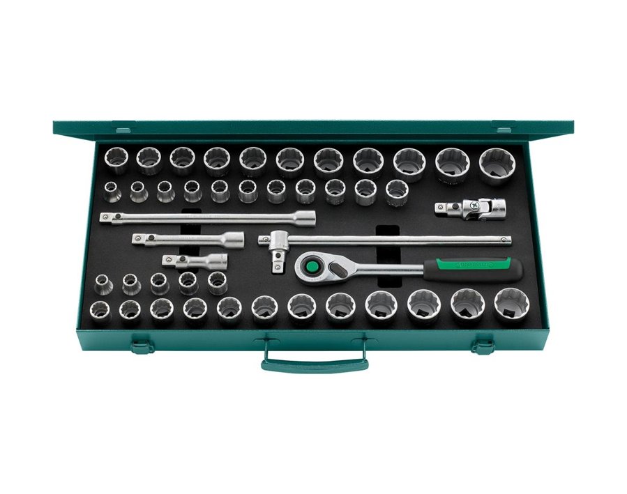 Zwölfkant-Steckschlüssel-Garnitur 1/2", 45-teilig