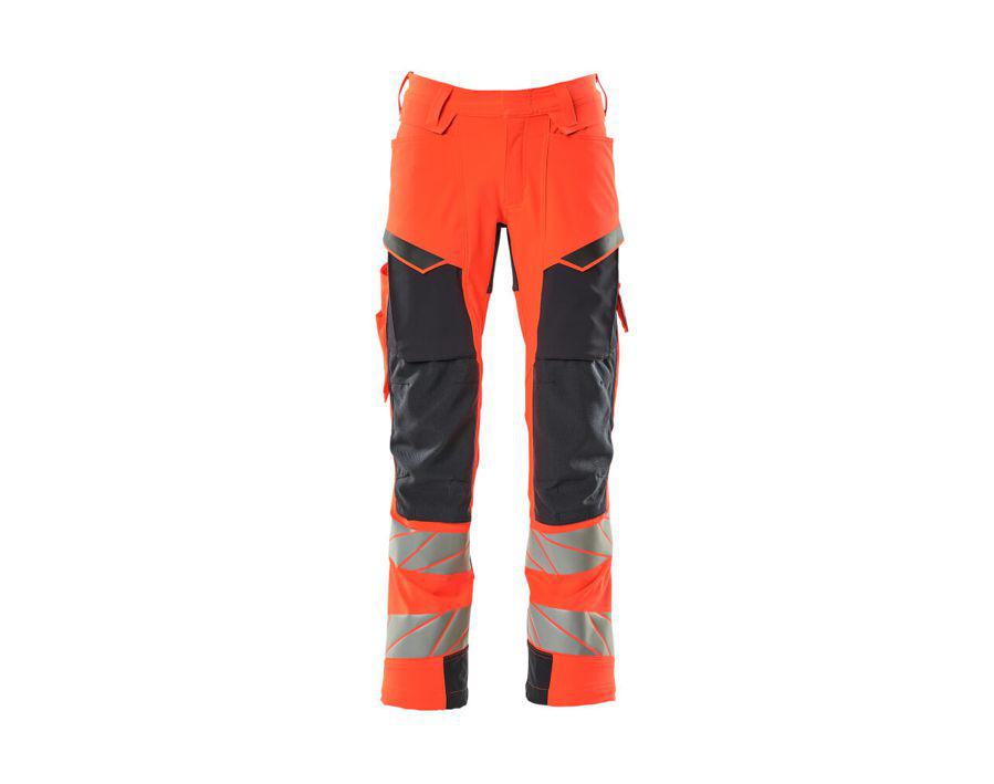 Pantaloni con tasche porta-ginocchiere ACCELERATE SAFE hi-vis rosso/blu navy scuro