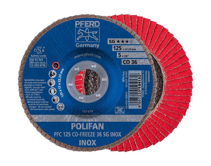 POLIFAN-Fächerschleifscheibe, Keramikkorn CO-FREEZE, gewölbt