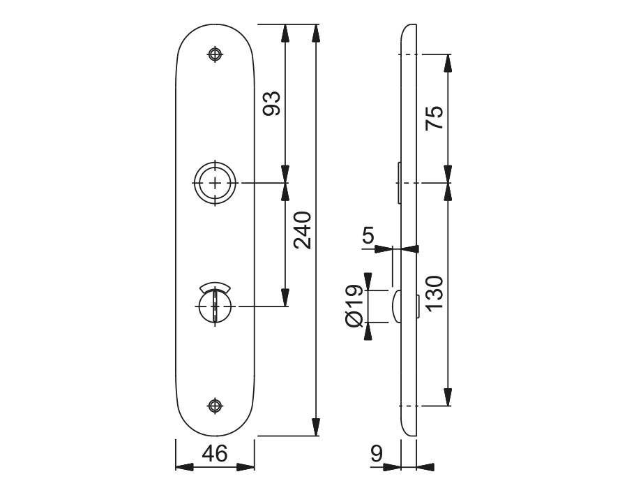 Coppia placche per porte WC 273P RW-SK/OL