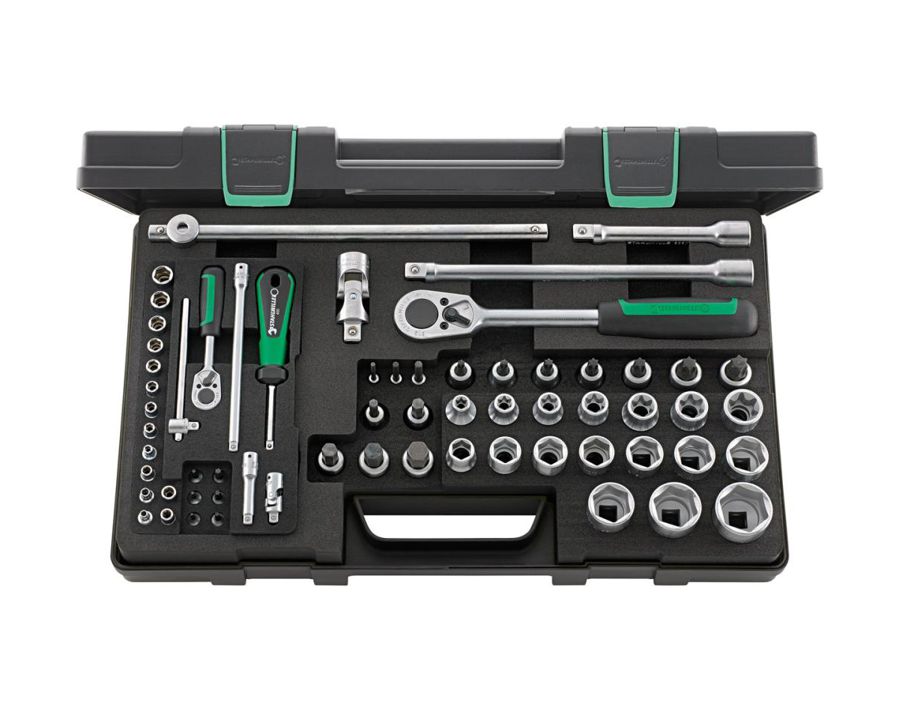 Kombinierte Sechskant-Steckschlüssel-Garnitur 1/4" und 1/2"