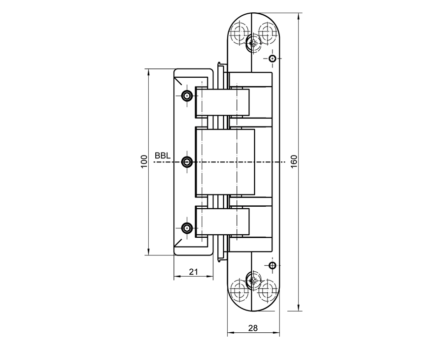 Cerniera TECTUS per porte in vetro 
