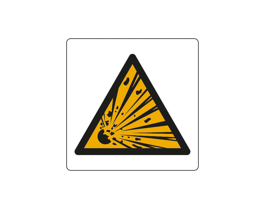 Cartello segnaletico di avvertimento/pericolo:
materiale esplosivo