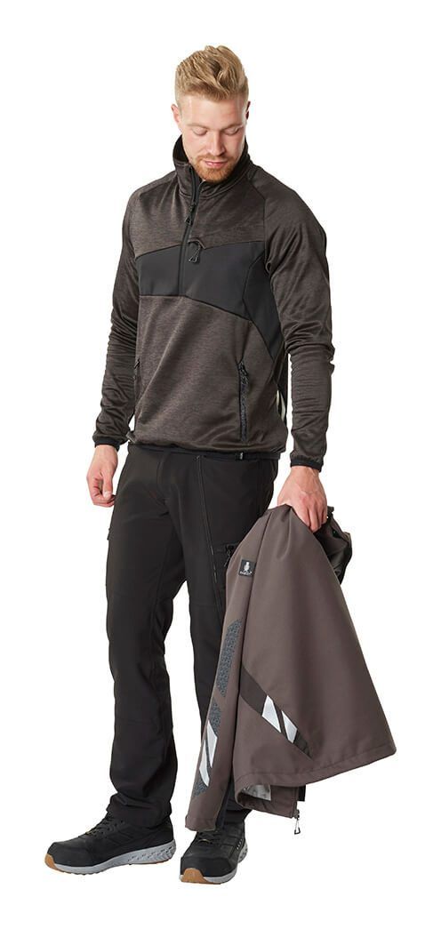 Maglione in pile con mezza cerniera ACCELERATE antracite scuro/nero