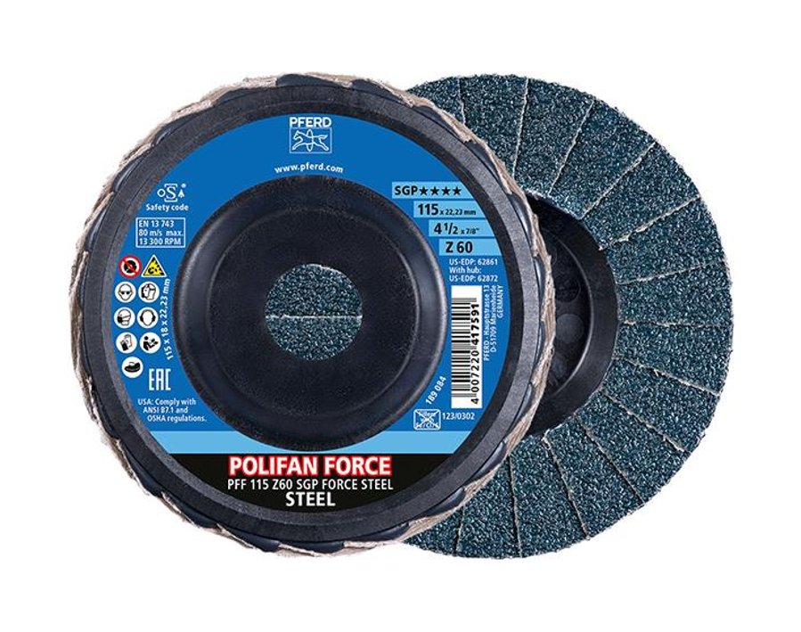 POLIFAN-Fächerschleifscheibe, Zirkonkorund FORCE, gewölbt