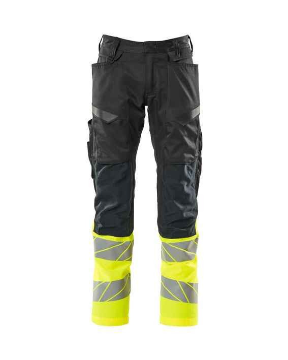 Pantaloni con tasche porta-ginocchiere ACCELERATE SAFE nero/hi-vis giallo