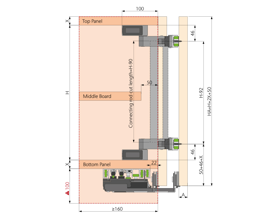 Ferramenta per 2 ante scorrevoli in legno opk AIRCRAFT 6