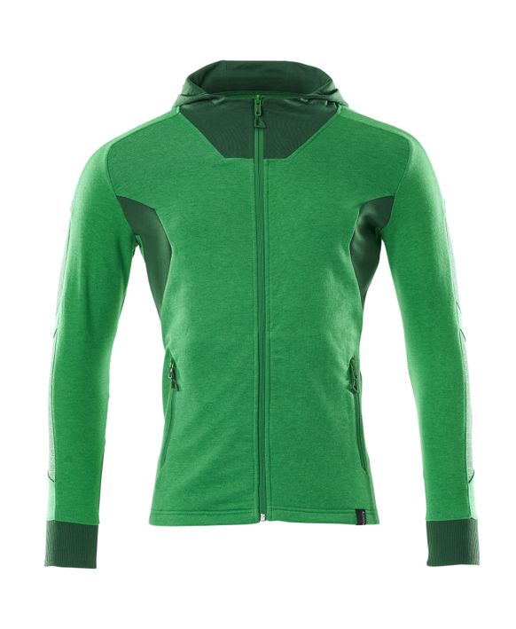 Felpa con cappuccio con chiusura lampo ACCELERATE verde prato/verde