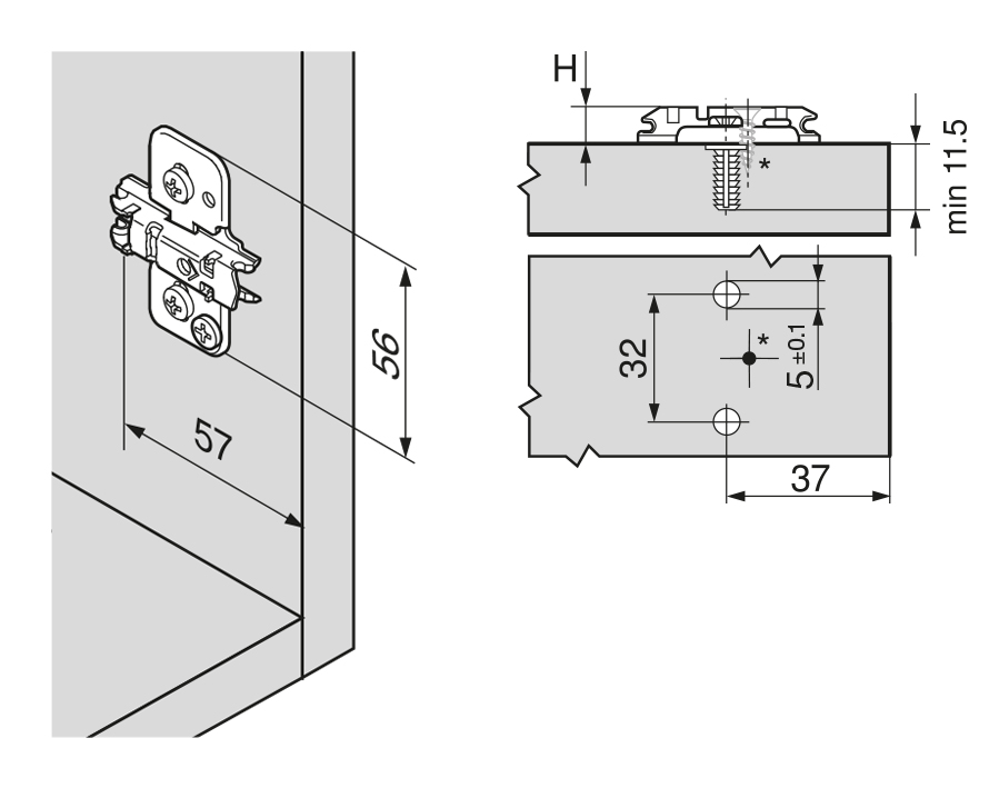 Piastrina di premontaggio a croce con eccentrico CLIP top
