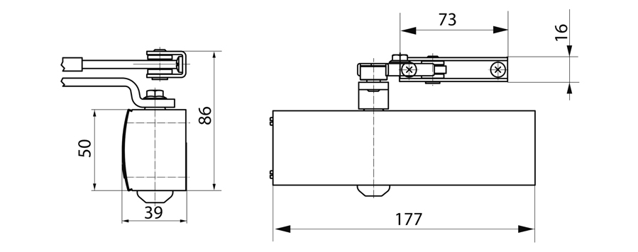 Chiudiporta aereo a cremagliera TS 1500