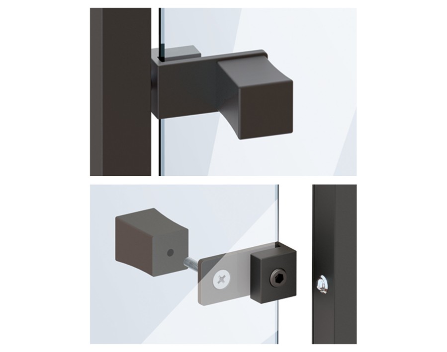 Cadro Vetrina Adattatore per pomoli per ante in vetro effetto acciaio inox