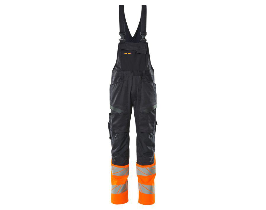 Salopette con tasche porta-ginocchiere ACCELERATE SAFE blu navy scuro/hi-vis arancio