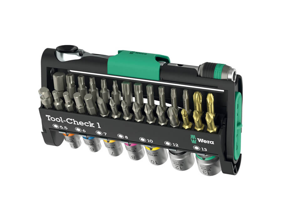 Set di inserti Bit-Tool-Check con cricchetto a bit da 38 pezzi 