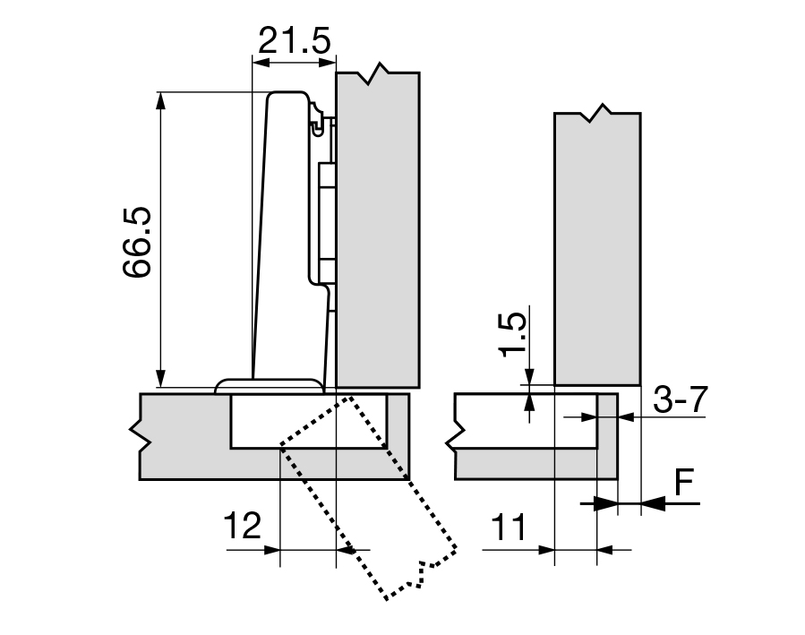 Cerniera da 110° CLIP top  