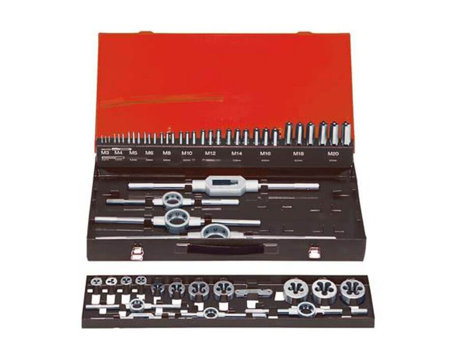 Hand-Gewindeschneidwerkzeug-Satz M3–M20 im Stahlblechkoffer
