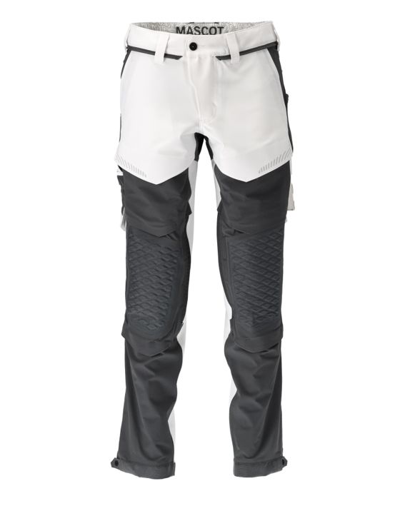 Pantaloni con tasche porta-ginocchiere CUSTOMIZED bianco/grigio pietra