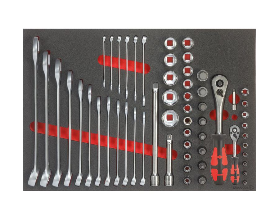 Werkzeugmodul Steckschlüssel 1/4" und 1/2", 59-teilig, Modul 3/3