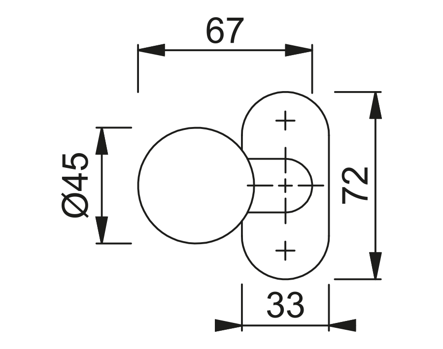 Pomolo zancato fisso E50G/55 (per esterno)  