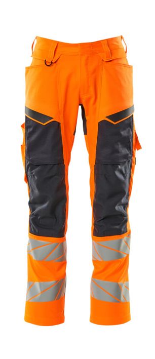 Pantaloni con tasche porta-ginocchiere ACCELERATE SAFE hi-vis arancio/blu navy scuro