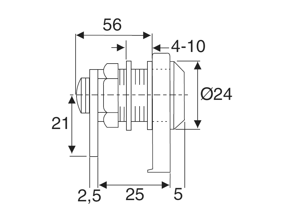 Serratura per anta in vetro