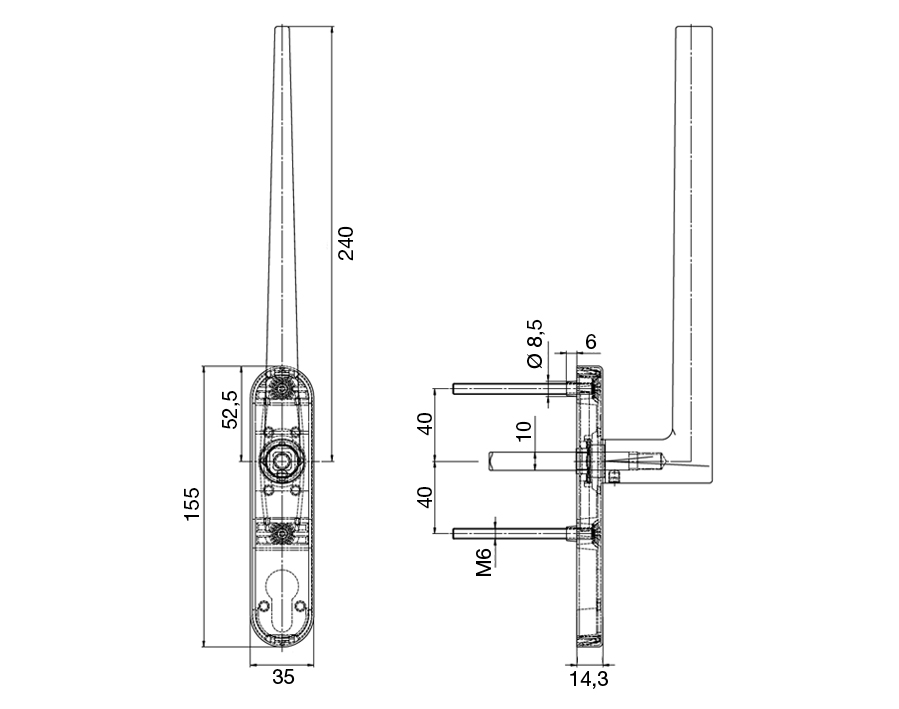 Maniglione per alzante scorrevole Desing 1005 